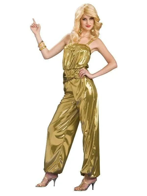 Disco Diva 70s Solid Gold Women's Jumpsuit