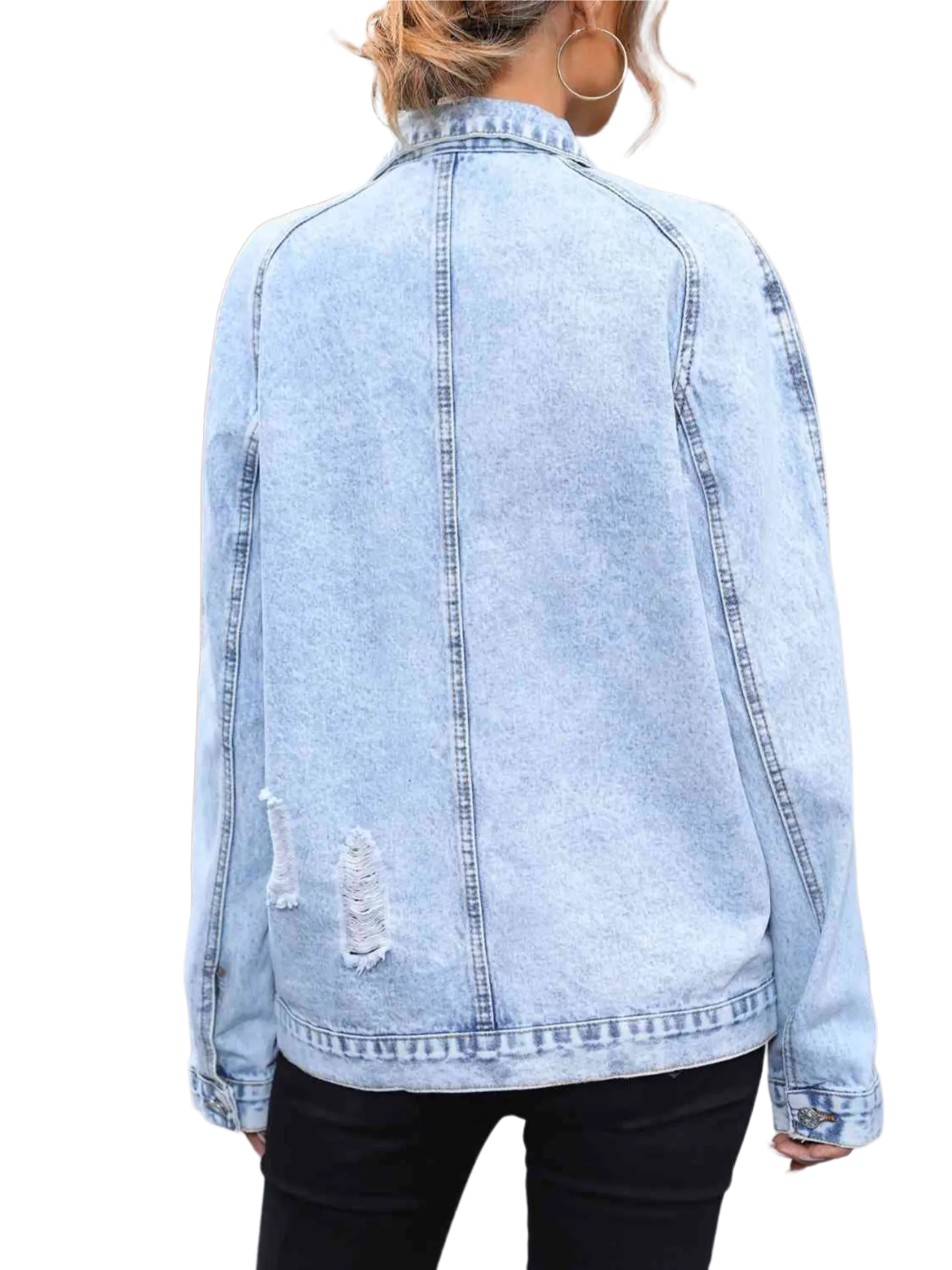 Distressed Denim Shacket