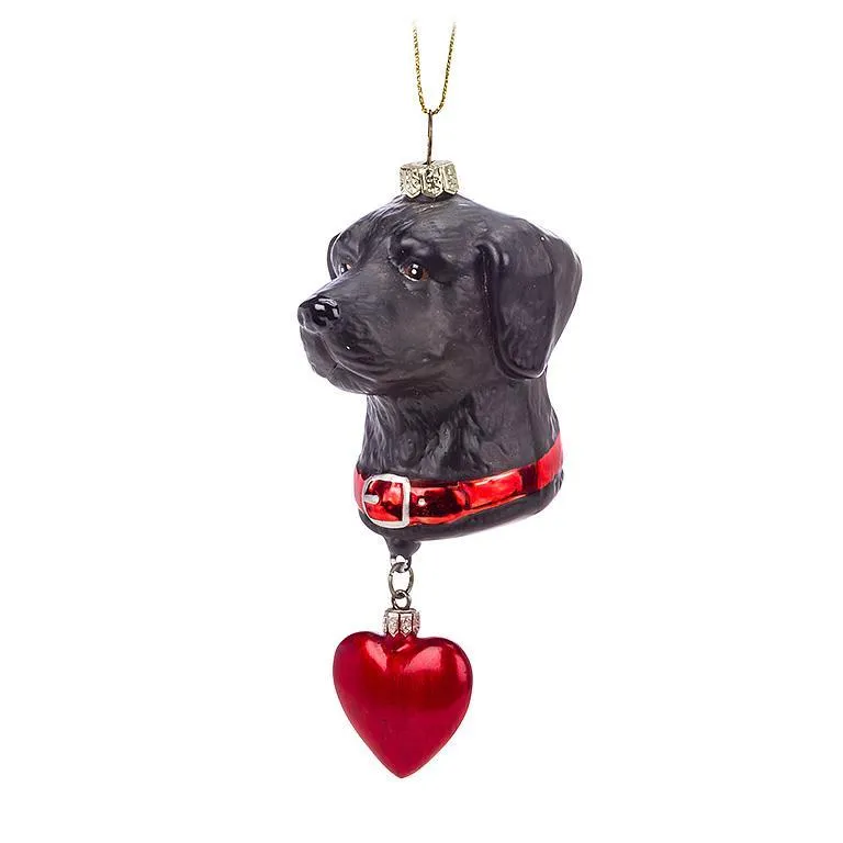 Dog with Heart Glass Ornament (2 Colours)