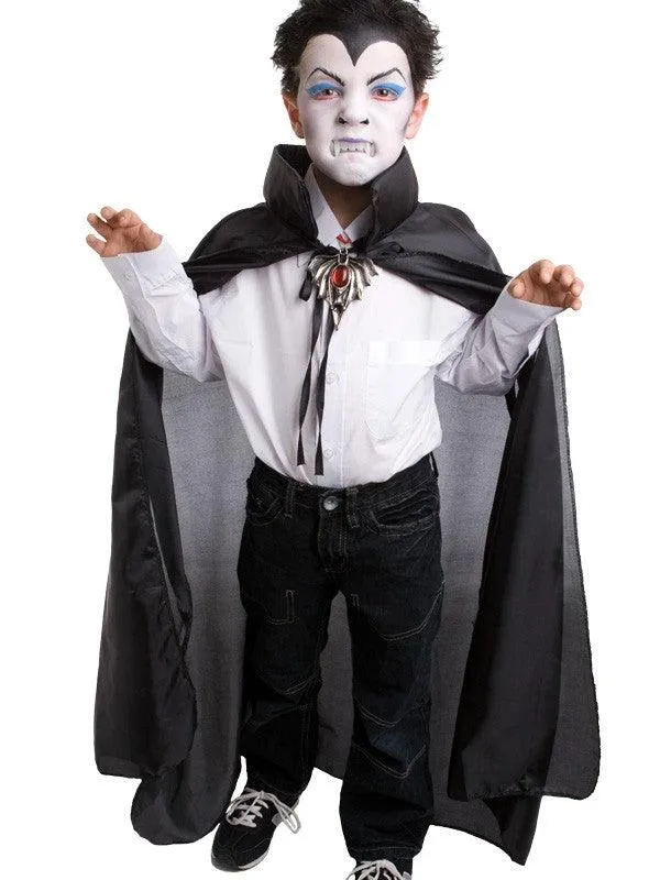 Dracula Vampire Black Cape Kids Halloween Costume