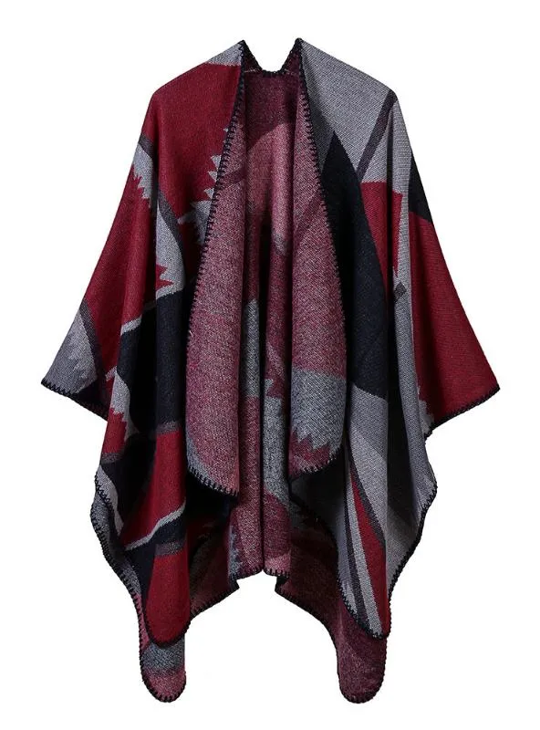 DUAL PURPOSE CAPE GEOMETRIC MATCHING PATTERN AND SHAWL