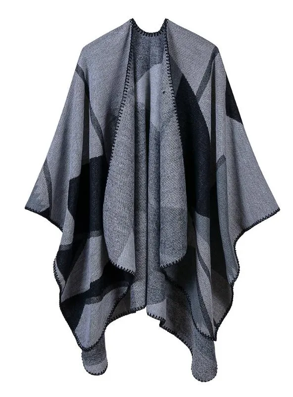 DUAL PURPOSE CAPE GEOMETRIC MATCHING PATTERN AND SHAWL