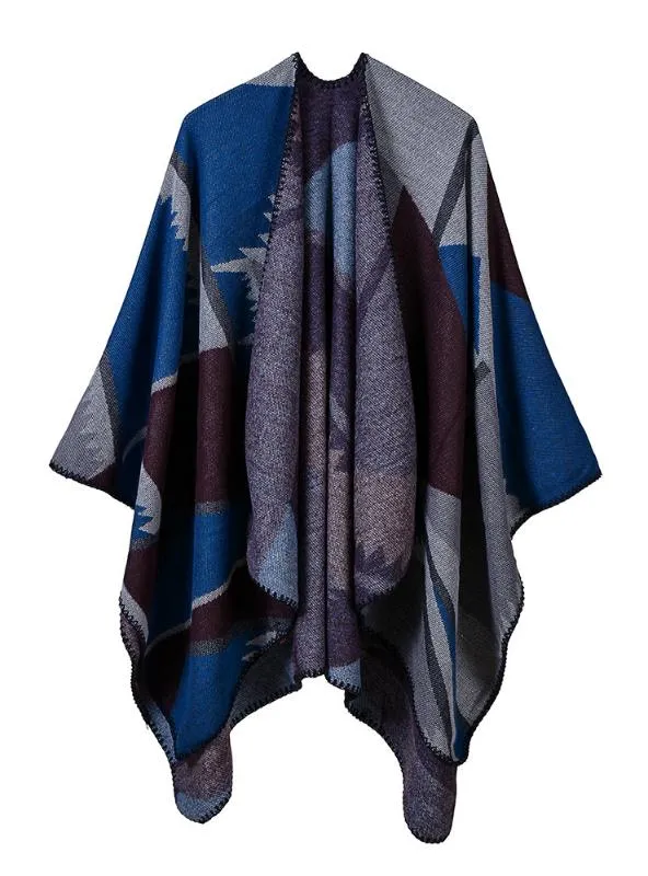 DUAL PURPOSE CAPE GEOMETRIC MATCHING PATTERN AND SHAWL