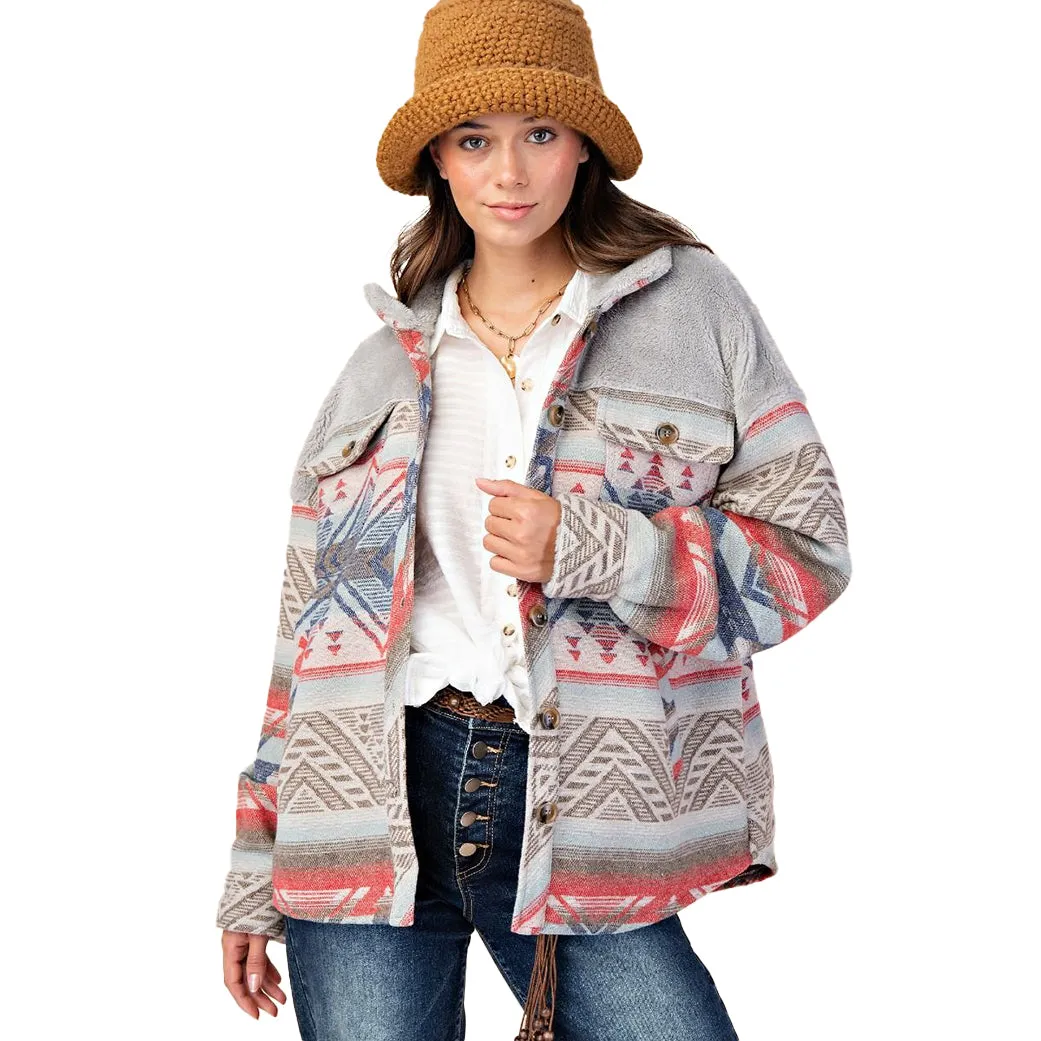 Easel Women's Aztec Button Down Shacket