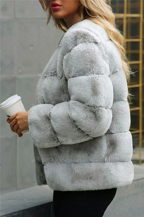 Elegant Thick Fluffy Faux Fur Coat