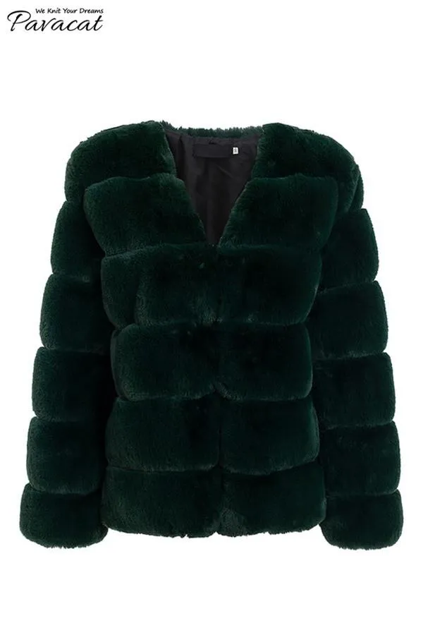 Elegant Thick Fluffy Faux Fur Coat