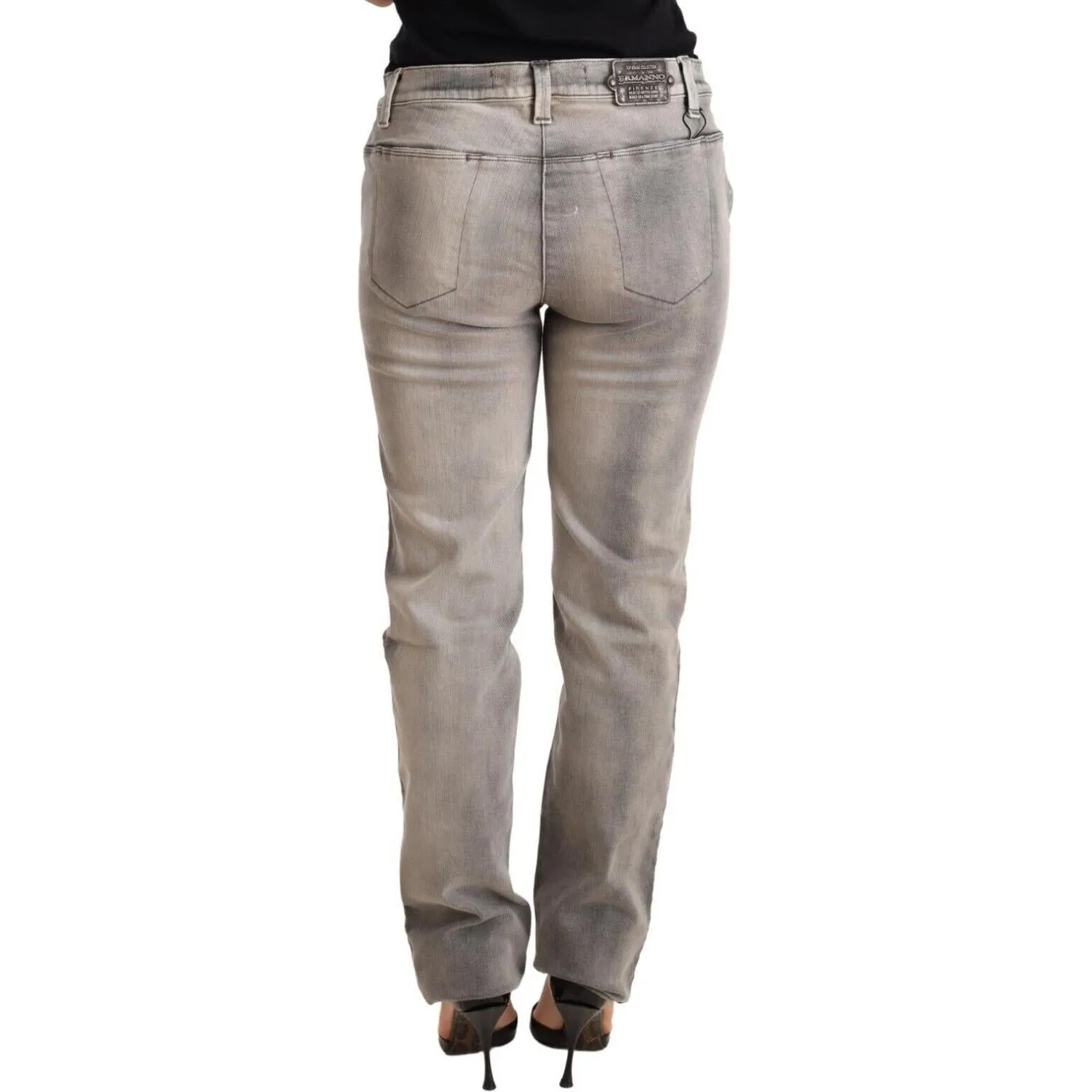 Ermanno Scervino Chic Gray Washed Low Waist Skinny Jeans