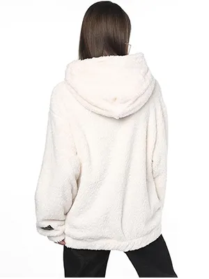 Faux Fur Half-Zip Fleece Sweatshirt