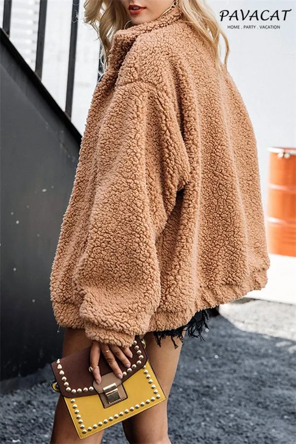 Faux Lambswool Oversized Coat