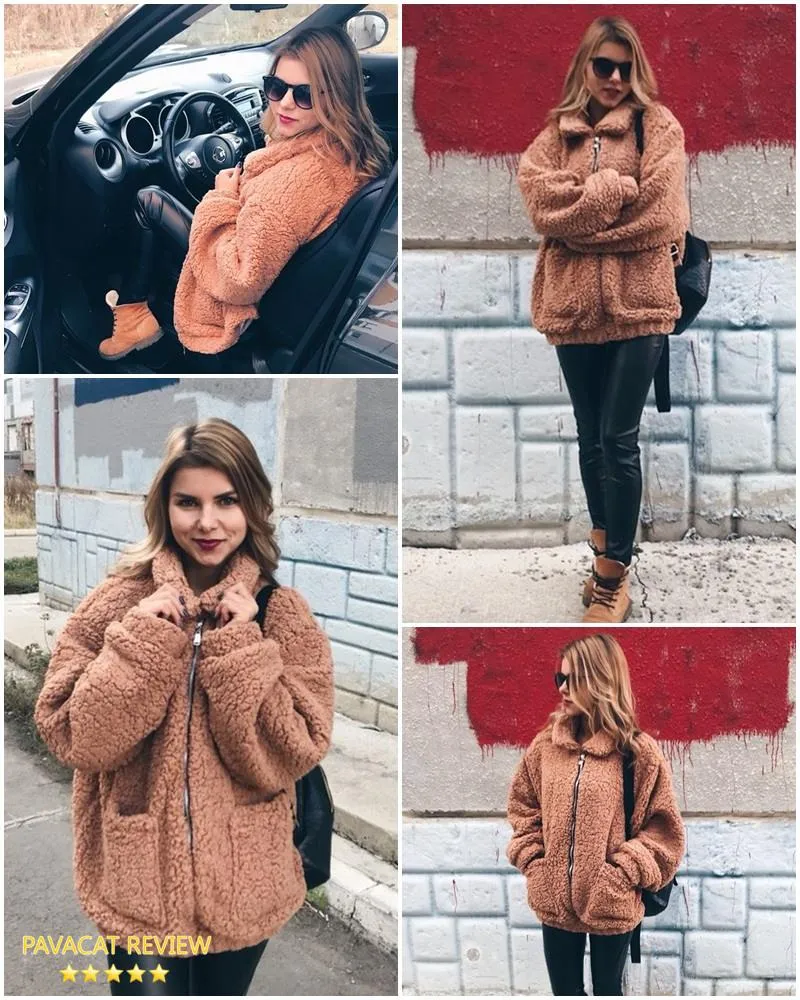 Faux Lambswool Oversized Coat