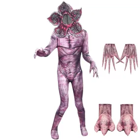 FC250B - Monster Halloween Costume Zentai Jumpsuit Set with Piranha Mask for Kids Boys