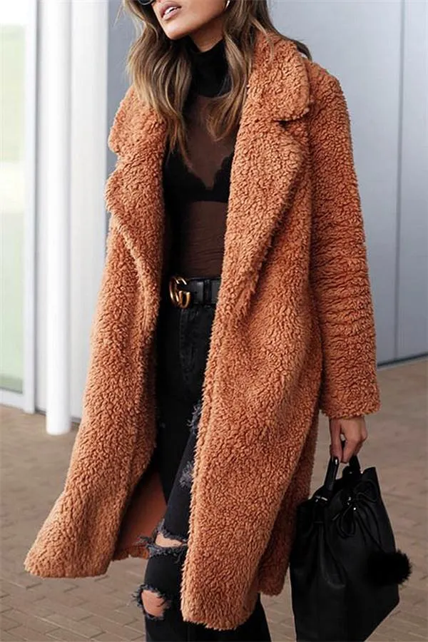 Feeling of Warmth Faux Fur Longline Coat - Beige