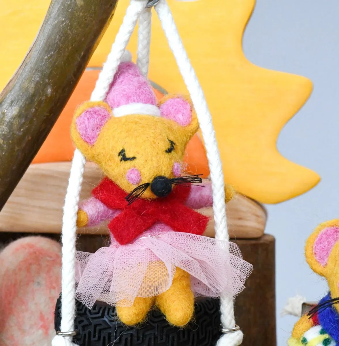 Felt Girl Christmas Mouse Ornament - Tara Treasures