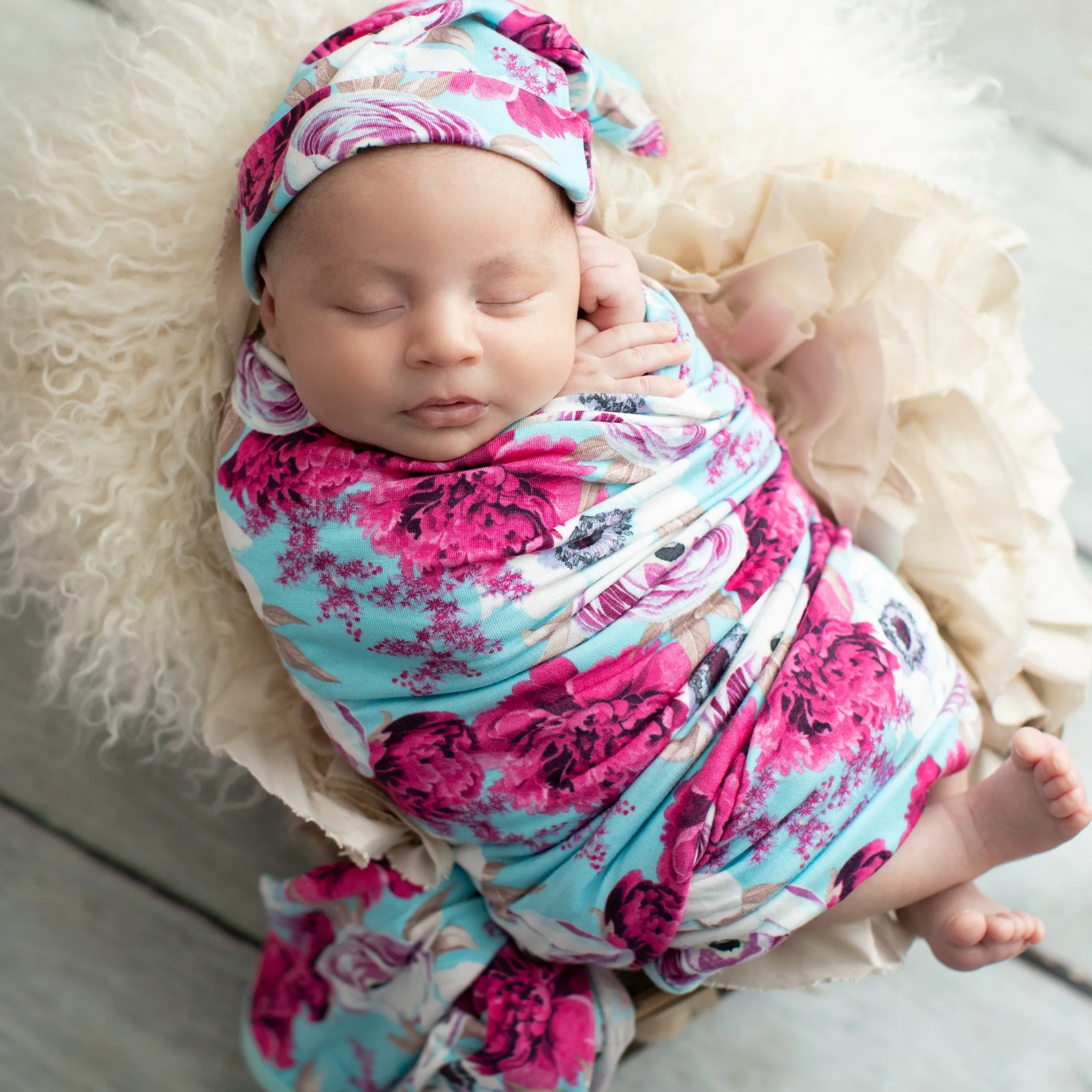 Floral Magenta Aqua Splash Swaddle