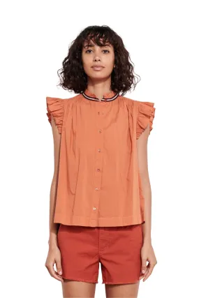 Flutter Sleeve Button Top, Spice