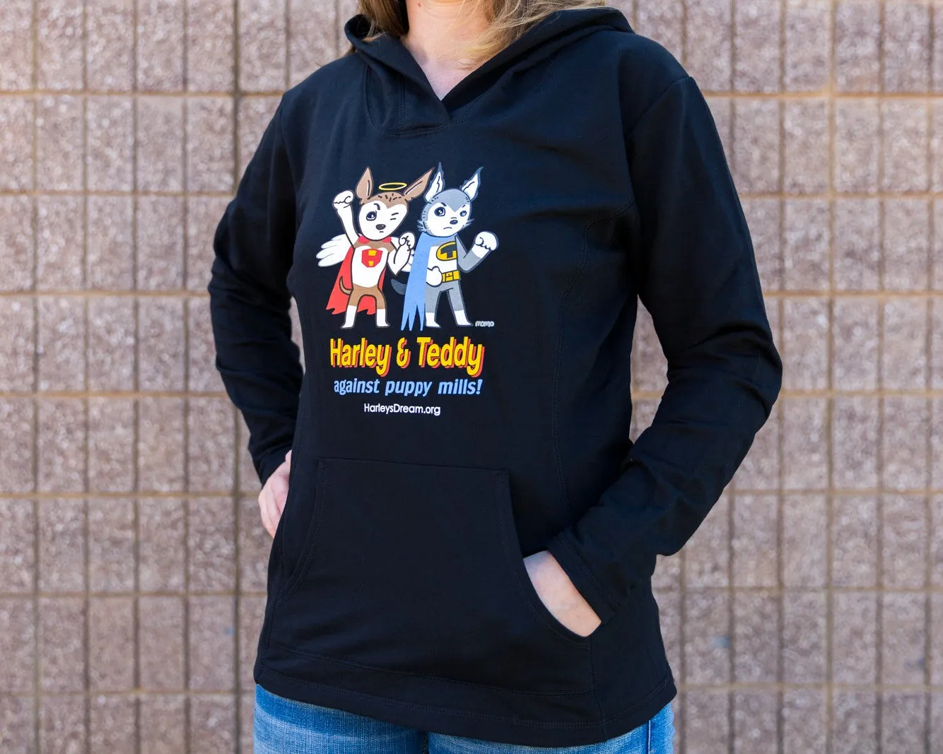 French Hoodie (Ladies) - Superheroes Against Puppy Mills