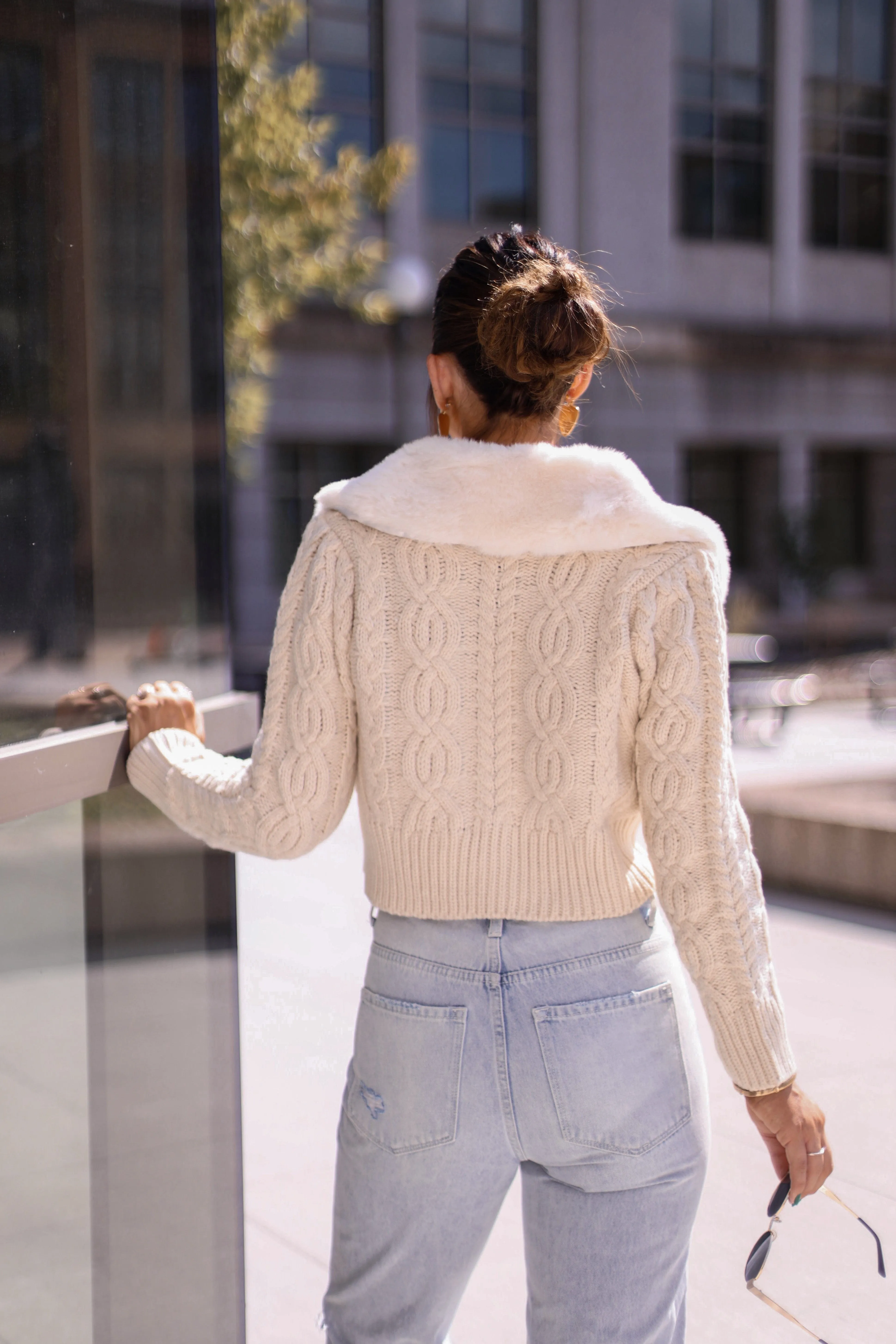 Fur Collared Cardigan