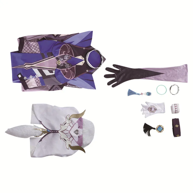 Genshin Impact Yelan Cosplay Costume Gameplay Character Yelan Night Orchid Purple Uniform Halloween Party Suit