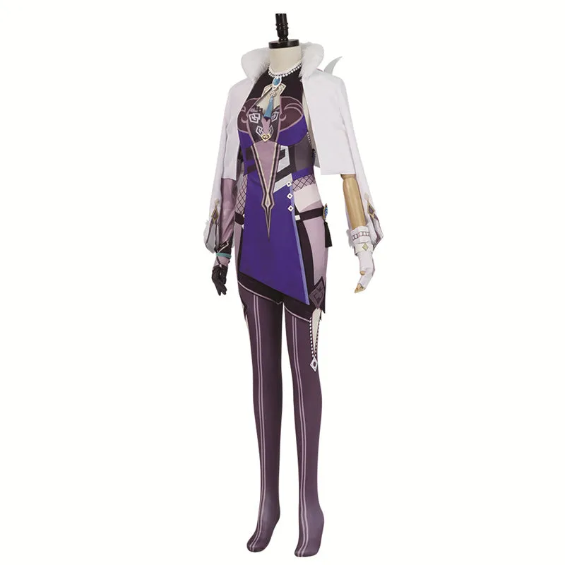 Genshin Impact Yelan Cosplay Costume Gameplay Character Yelan Night Orchid Purple Uniform Halloween Party Suit