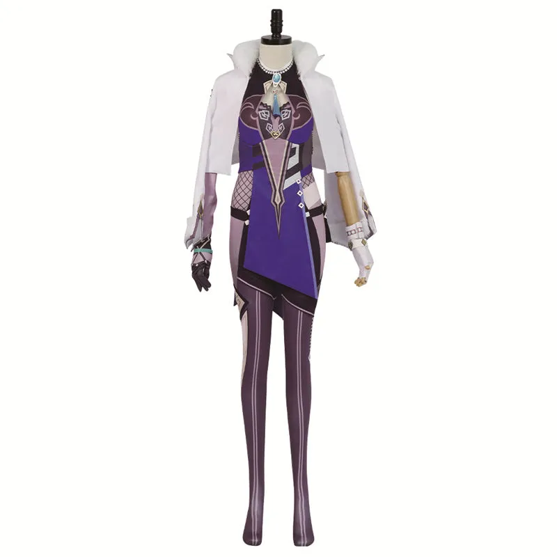 Genshin Impact Yelan Cosplay Costume Gameplay Character Yelan Night Orchid Purple Uniform Halloween Party Suit