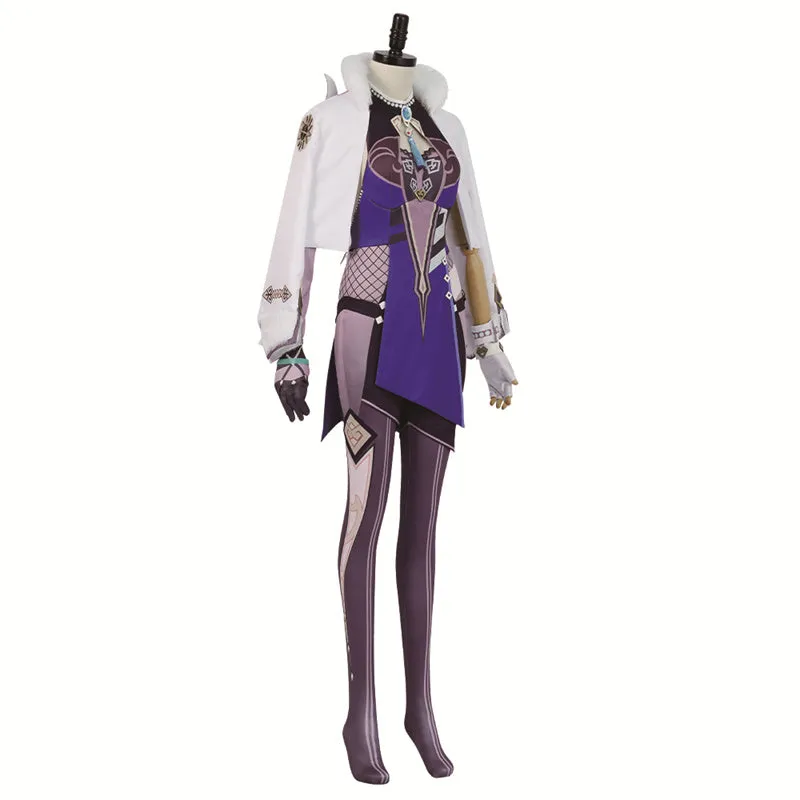 Genshin Impact Yelan Cosplay Costume Gameplay Character Yelan Night Orchid Purple Uniform Halloween Party Suit