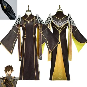 Genshin Impact Zhongli Morax Cosplay Costume God of Contracts Rex Lapis Suit