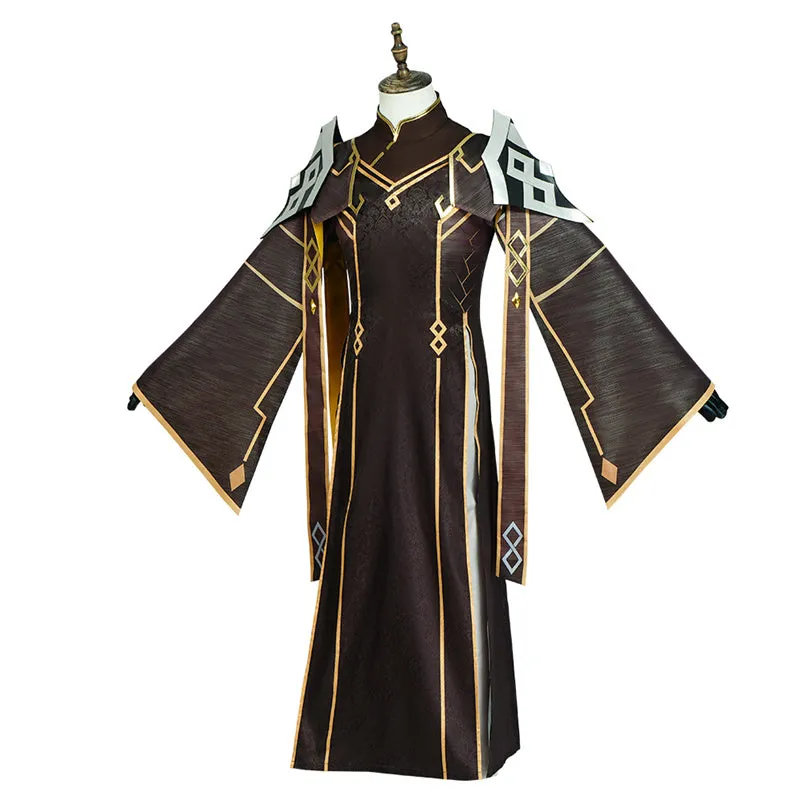 Genshin Impact Zhongli Morax Cosplay Costume God of Contracts Rex Lapis Suit