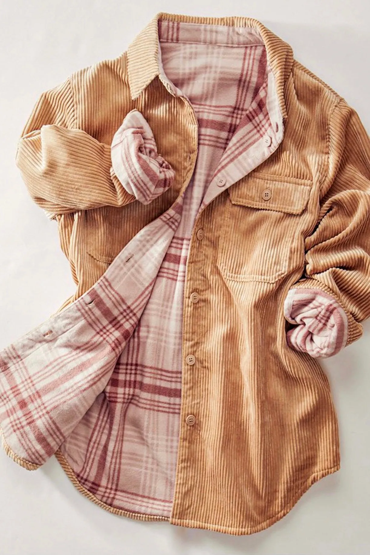 Get Cozy Reversible Corduroy Shacket