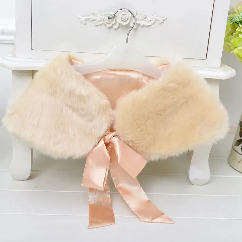 Girls Faux Fur Shawl Wedding Flower Girls Shoulder Cape