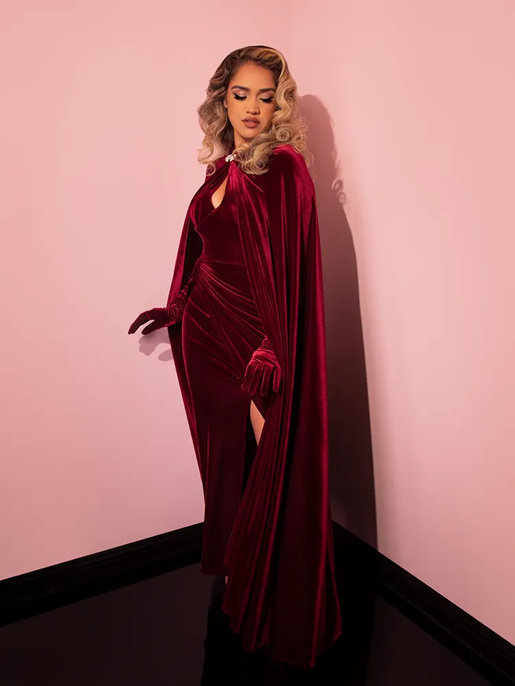 Golden Era Cape in Burgundy Velvet - Vixen by Micheline Pitt