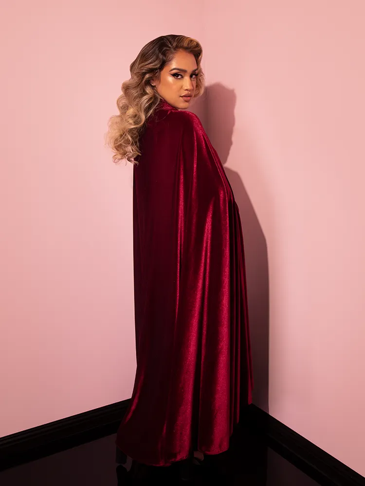 Golden Era Cape in Burgundy Velvet - Vixen by Micheline Pitt