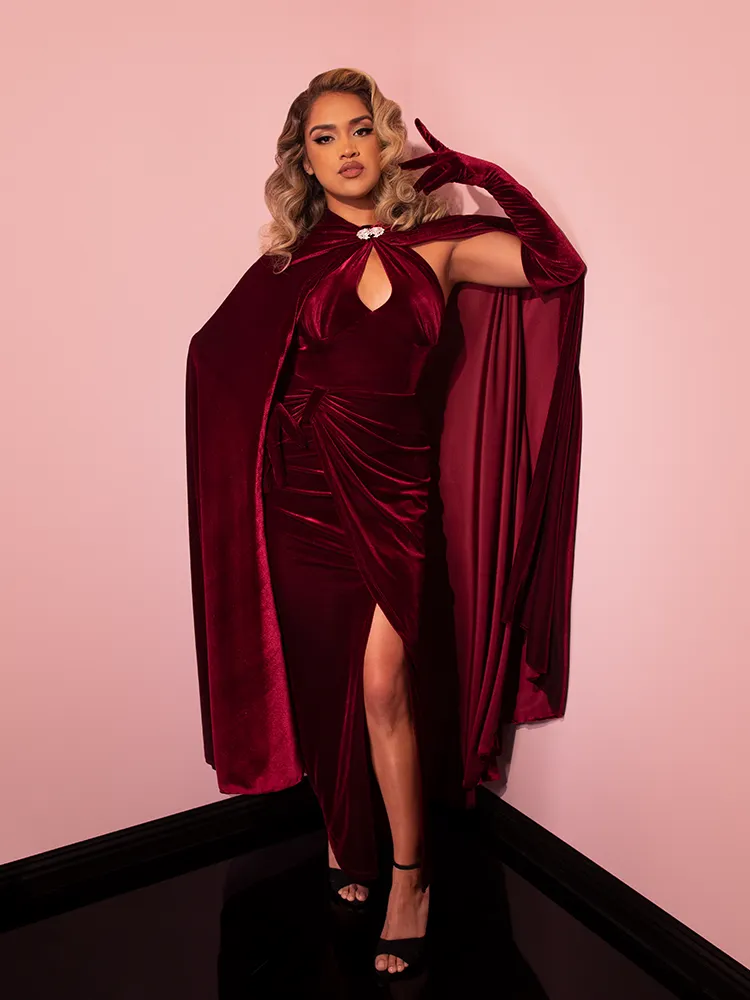 Golden Era Cape in Burgundy Velvet - Vixen by Micheline Pitt