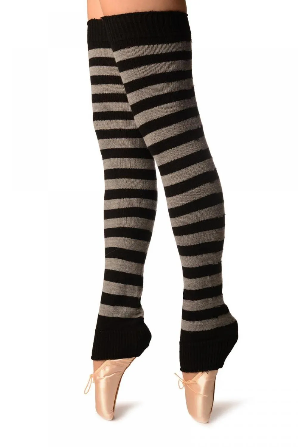 Grey & Black Stripes Dance/Ballet Leg Warmers