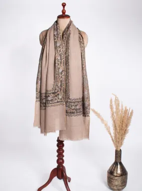 Grey Pashmina Shawl Adorned with Carbon Black Daur - ANNISTON