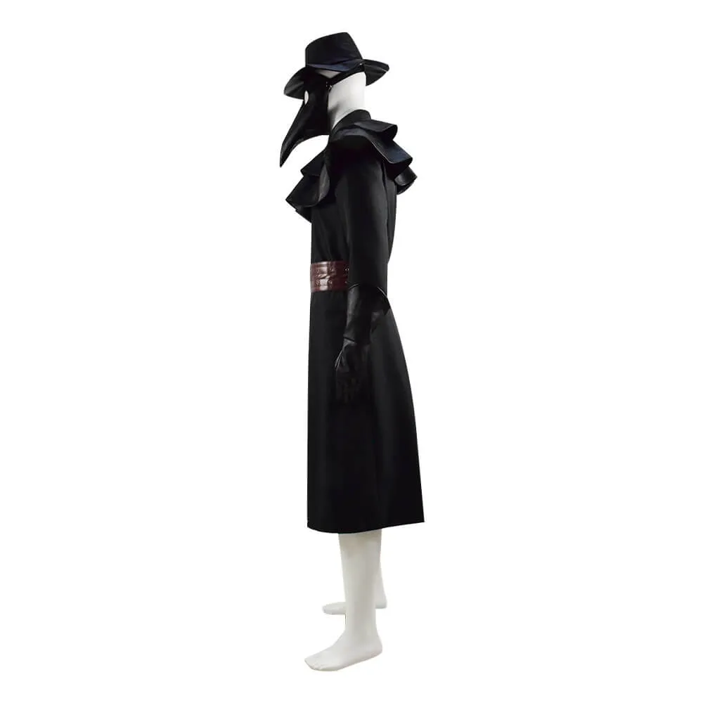 Halloween Plague Doctor Costume Outfit Cosplay Beak Mask Hat