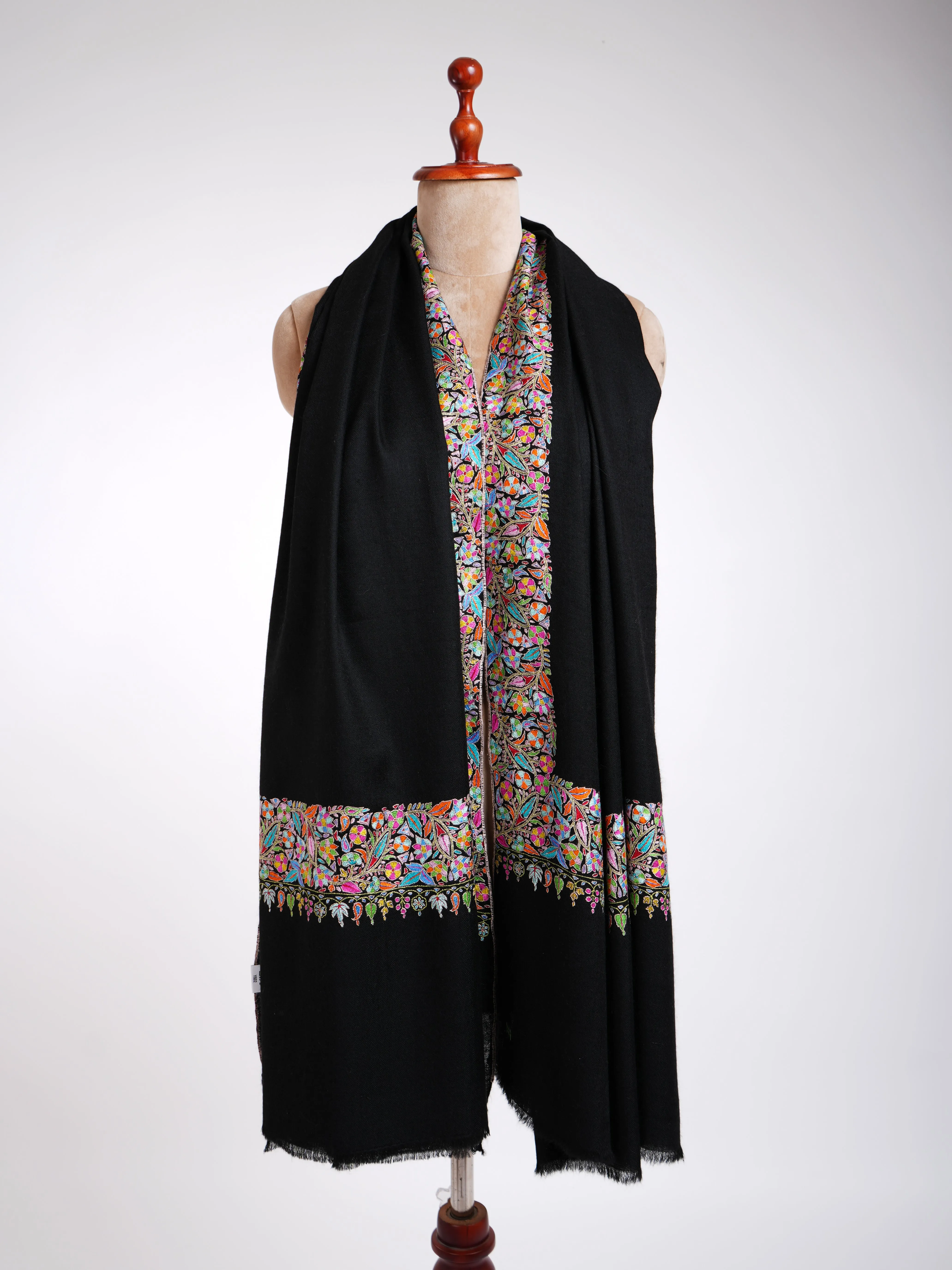 Handmade Indian Pure Pashmina Black Shawls