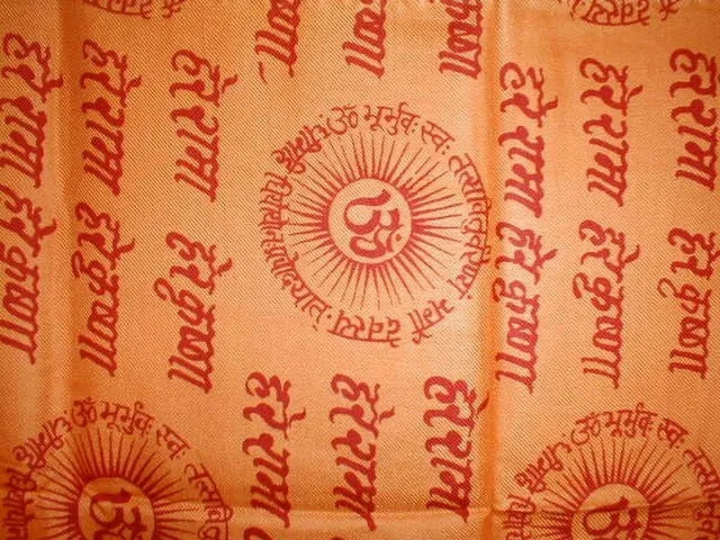 Hey Ram Om Neck Scarf Shawl Buddhism 32 x 76 Saffron