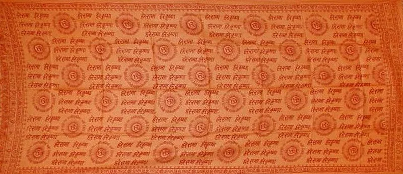 Hey Ram Om Neck Scarf Shawl Buddhism 32 x 76 Saffron