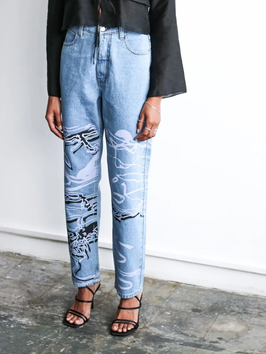 High Waisted Organic & Recycled Moss Movement Blue Jeans