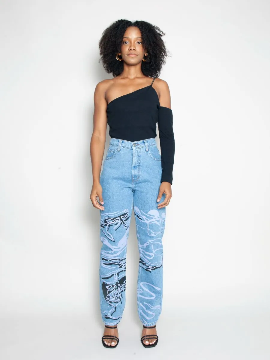 High Waisted Organic & Recycled Moss Movement Blue Jeans