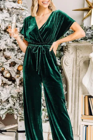 Holiday Vixen Emerald Green Velvet Jumpsuit