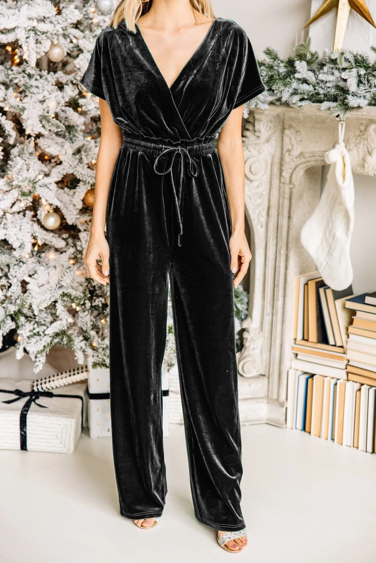 Holiday Vixen Emerald Green Velvet Jumpsuit