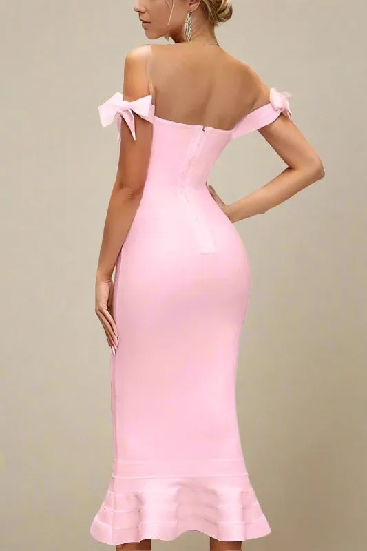 Hunter Bandage Midi Dress - Dusty Pink