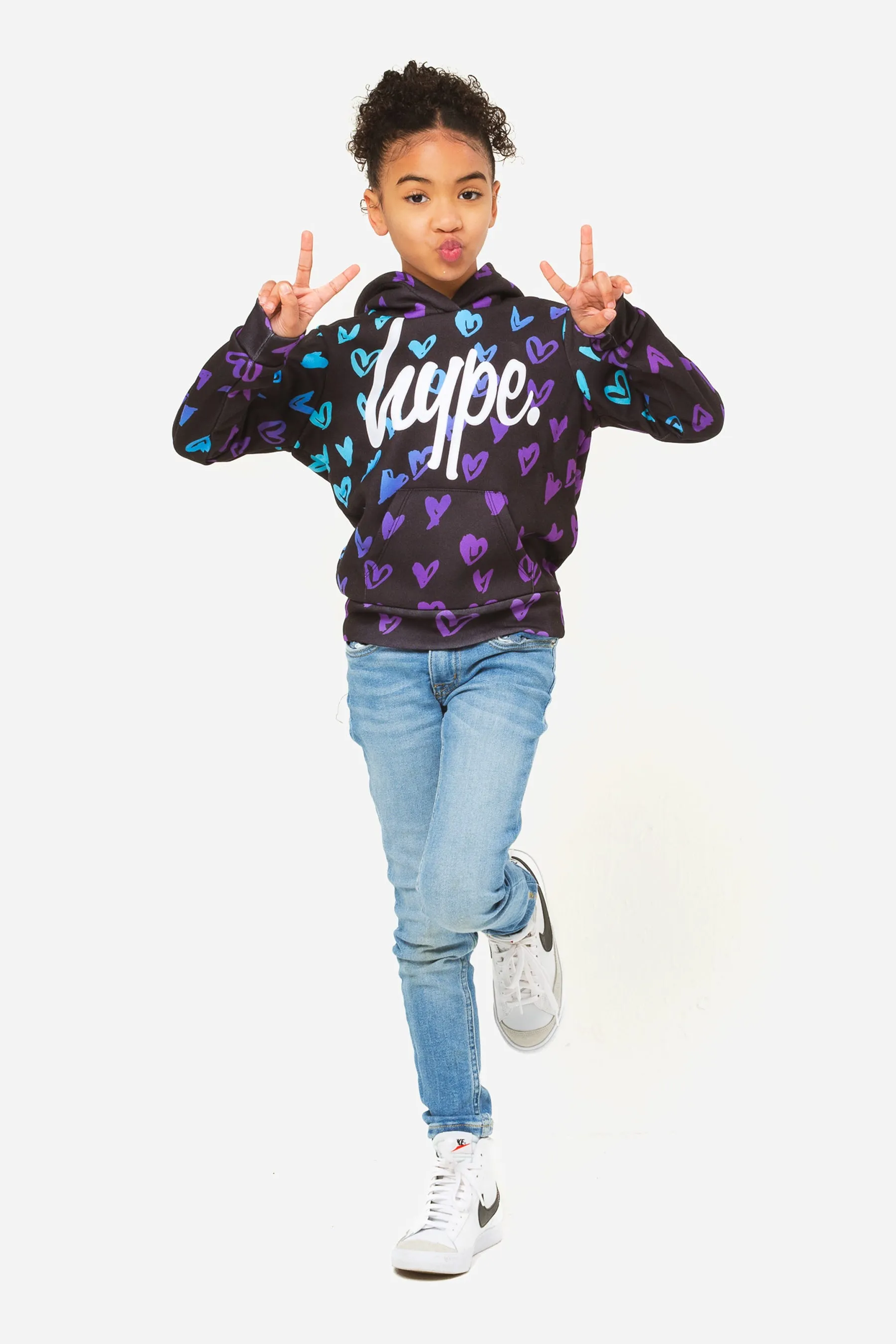 Hype Girls Scribble Heart Pink Script Hoodie