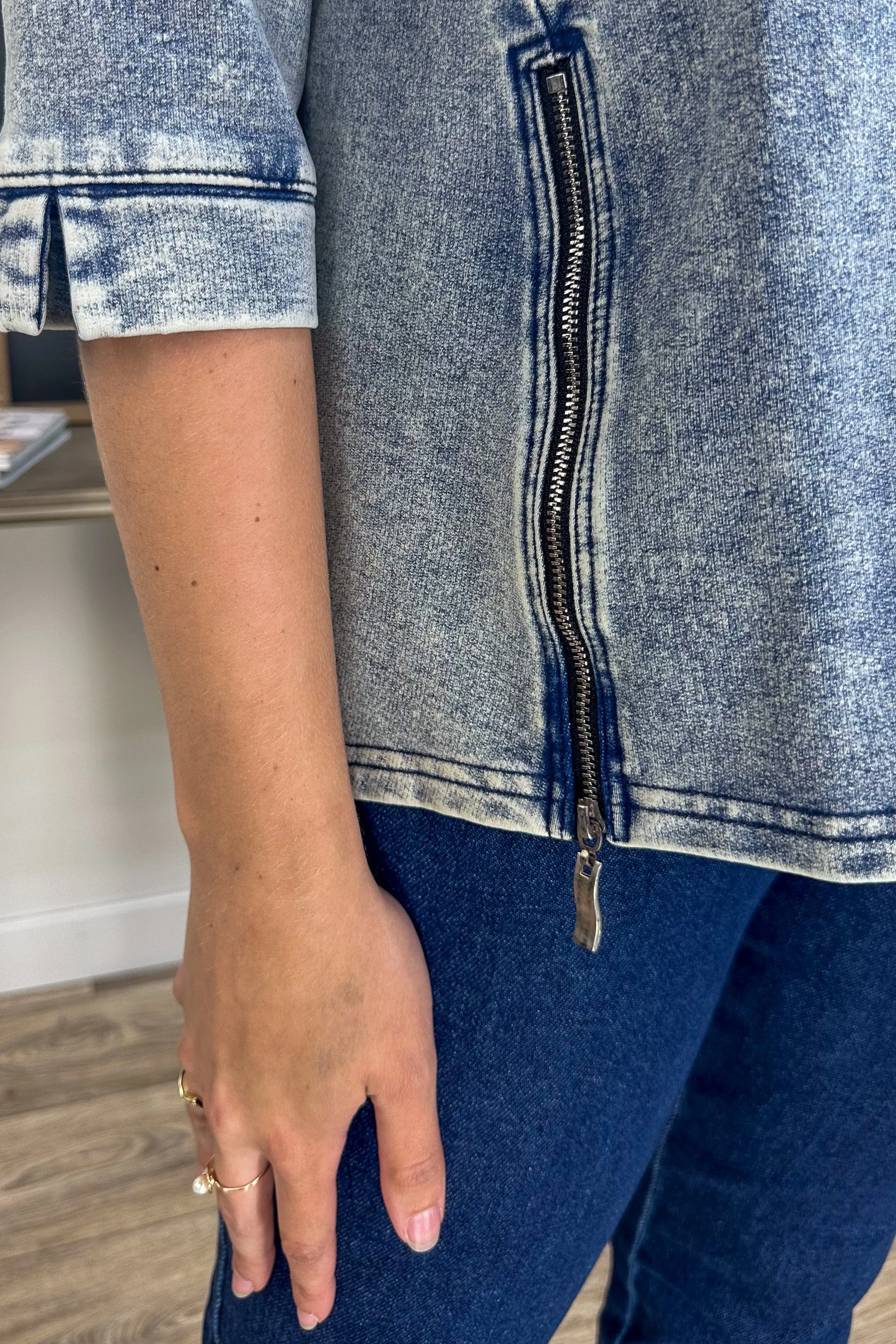 Indigo Soft Denim Zipper Tunic