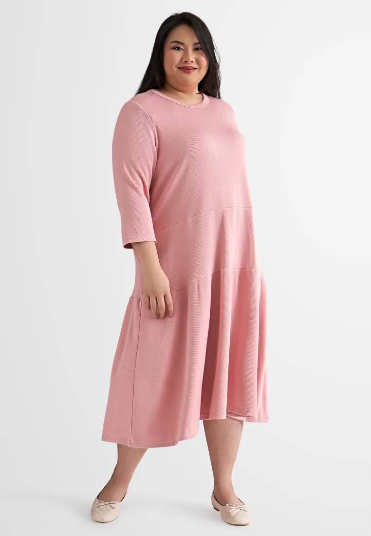 Joanna Ribbed Tier Patch A-Line Dress