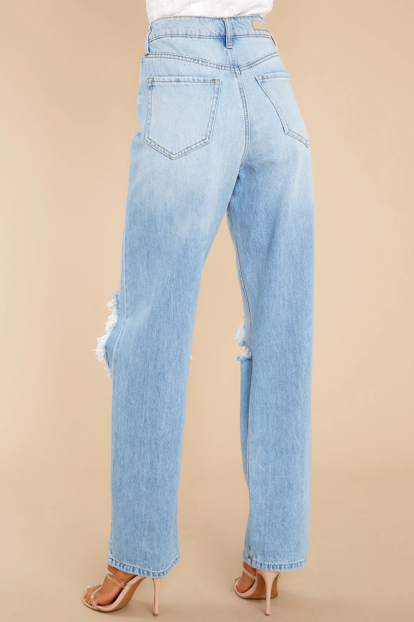 Just Trust Me Light Wash Distressed Straight Jeans