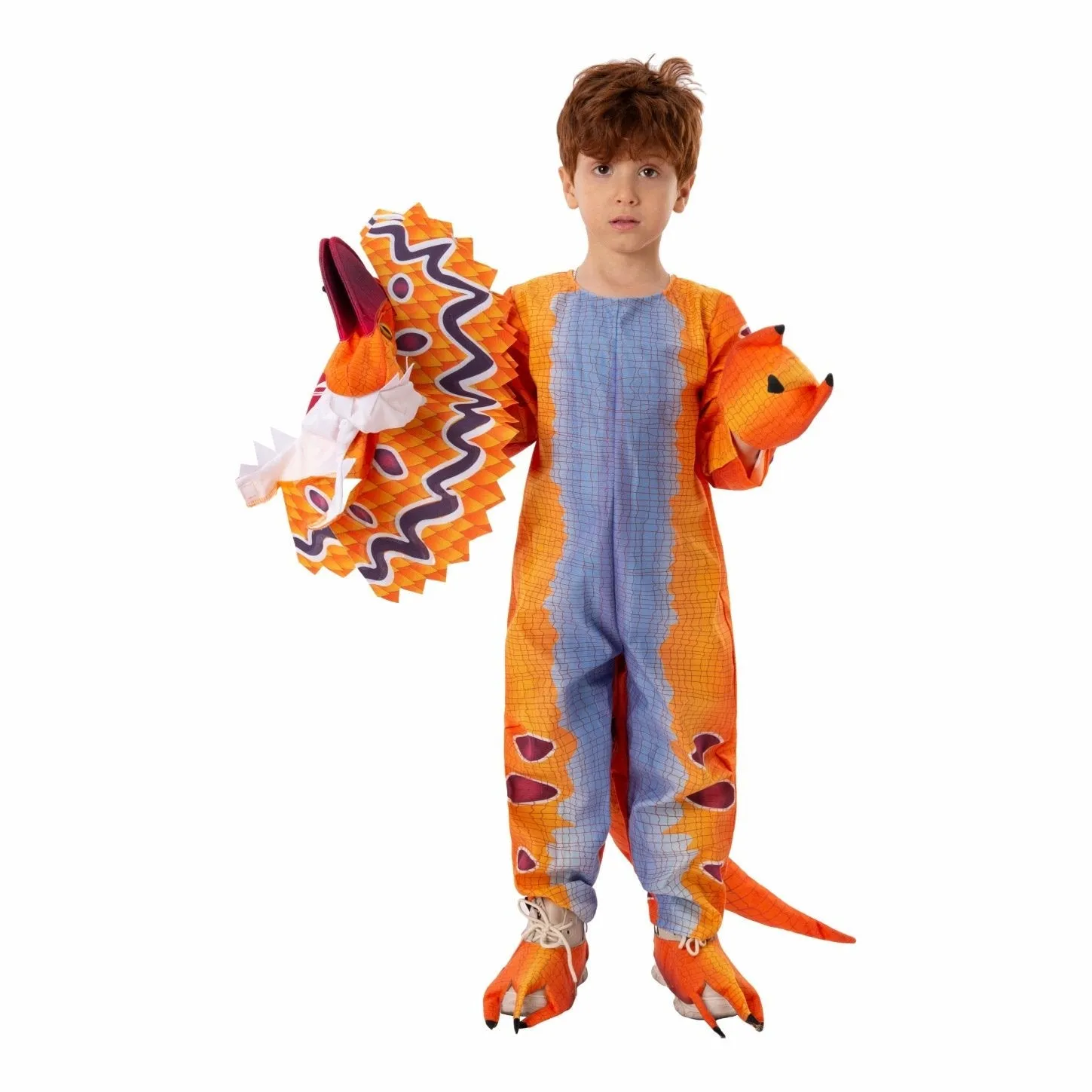 Kids Dilophosaurus Orange Animal Halloween Cosplay Party Costumes