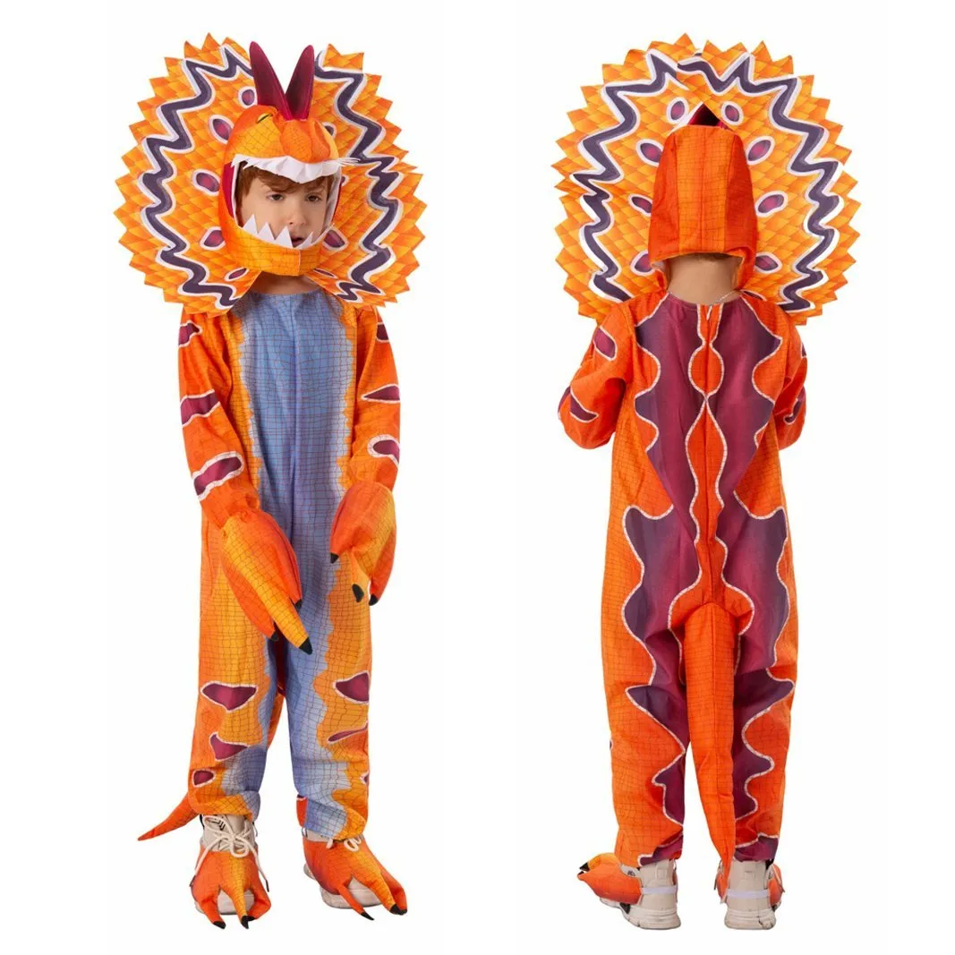 Kids Dilophosaurus Orange Animal Halloween Cosplay Party Costumes