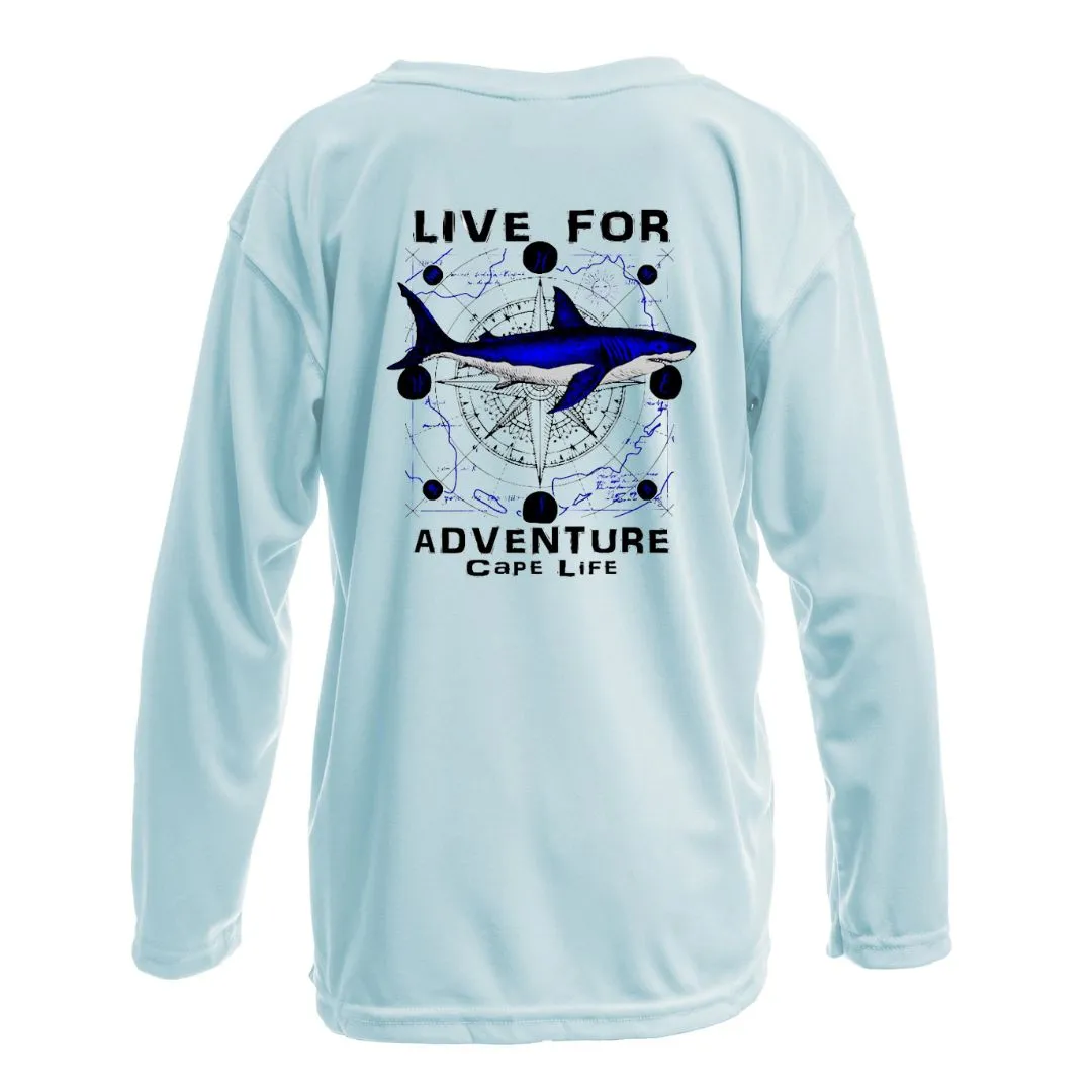 Kids Live for Adventure Shark Sun Shirt - UPF50 Beach Shirt